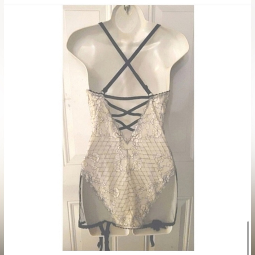 Victoria's Secret Black and White Lace Chemise - Picture 2 of 10